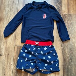 Patriotic Swimsuit Toddler Boy Shirt and Shorts 2T/ 24M bathing suit boys